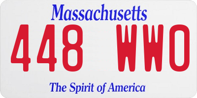 MA license plate 448WW0