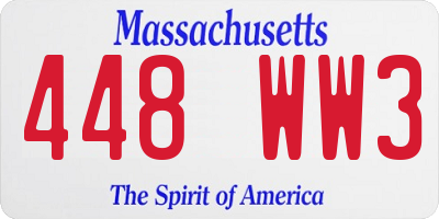 MA license plate 448WW3