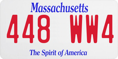 MA license plate 448WW4