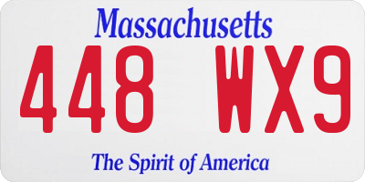 MA license plate 448WX9