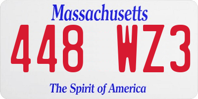 MA license plate 448WZ3