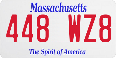 MA license plate 448WZ8