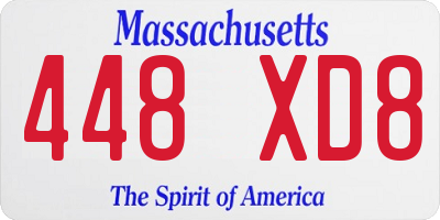 MA license plate 448XD8