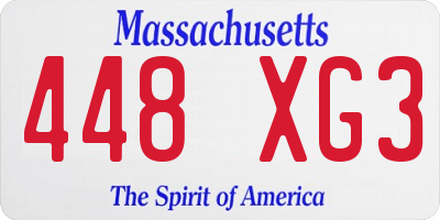 MA license plate 448XG3