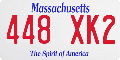 MA license plate 448XK2