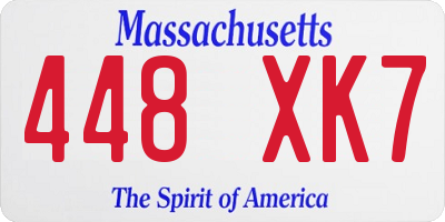 MA license plate 448XK7
