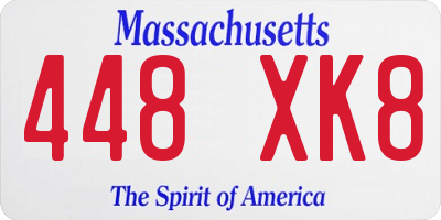 MA license plate 448XK8