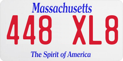 MA license plate 448XL8