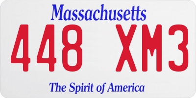 MA license plate 448XM3