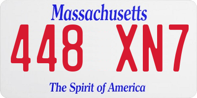 MA license plate 448XN7