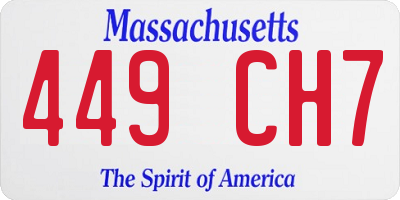 MA license plate 449CH7