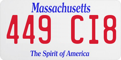 MA license plate 449CI8