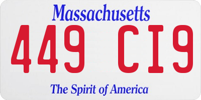 MA license plate 449CI9
