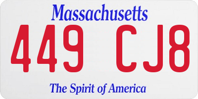 MA license plate 449CJ8