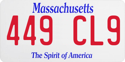 MA license plate 449CL9