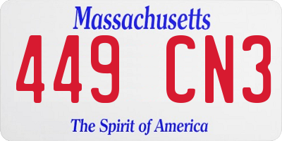 MA license plate 449CN3