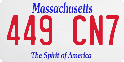 MA license plate 449CN7