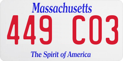 MA license plate 449CO3