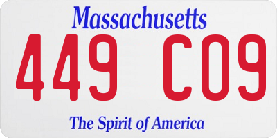 MA license plate 449CO9