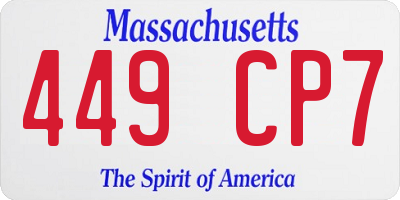 MA license plate 449CP7
