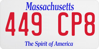 MA license plate 449CP8