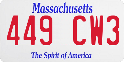 MA license plate 449CW3