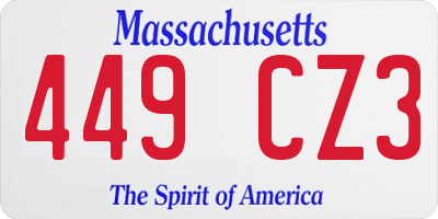 MA license plate 449CZ3