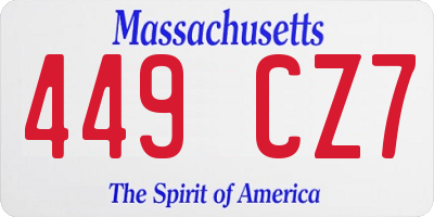 MA license plate 449CZ7
