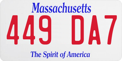 MA license plate 449DA7