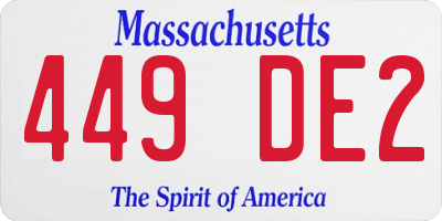 MA license plate 449DE2