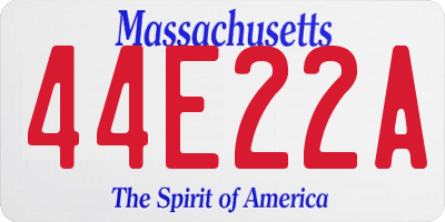 MA license plate 44E22A