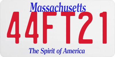 MA license plate 44FT21