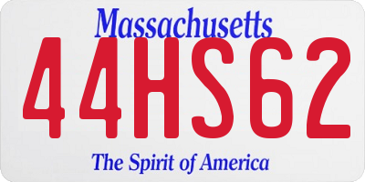 MA license plate 44HS62