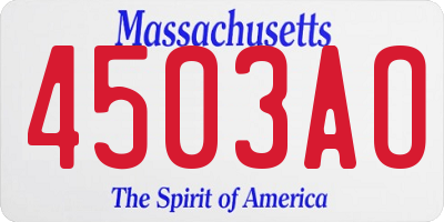 MA license plate 4503AO