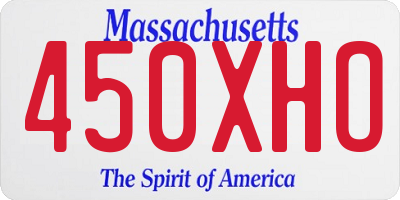 MA license plate 450XHO