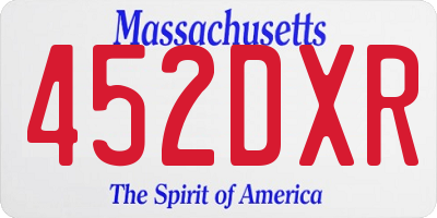 MA license plate 452DXR