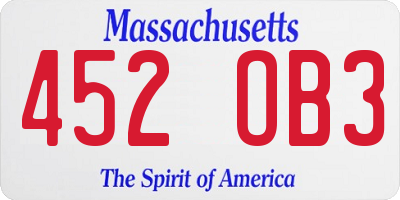 MA license plate 452OB3