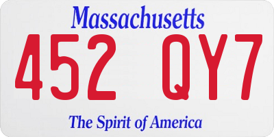 MA license plate 452QY7