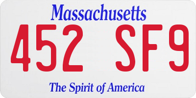 MA license plate 452SF9