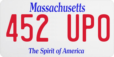 MA license plate 452UP0