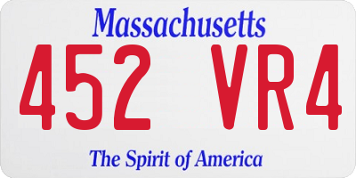 MA license plate 452VR4