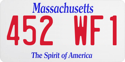 MA license plate 452WF1