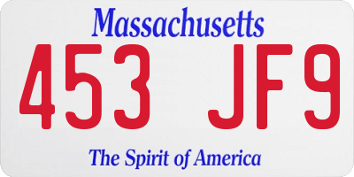 MA license plate 453JF9