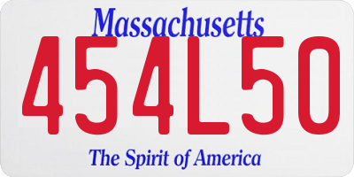 MA license plate 454L50