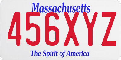 MA license plate 456XYZ