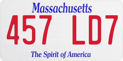 MA license plate 457LD7