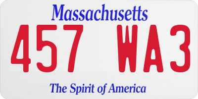 MA license plate 457WA3