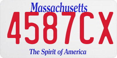 MA license plate 4587CX