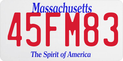 MA license plate 45FM83