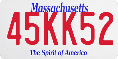 MA license plate 45KK52